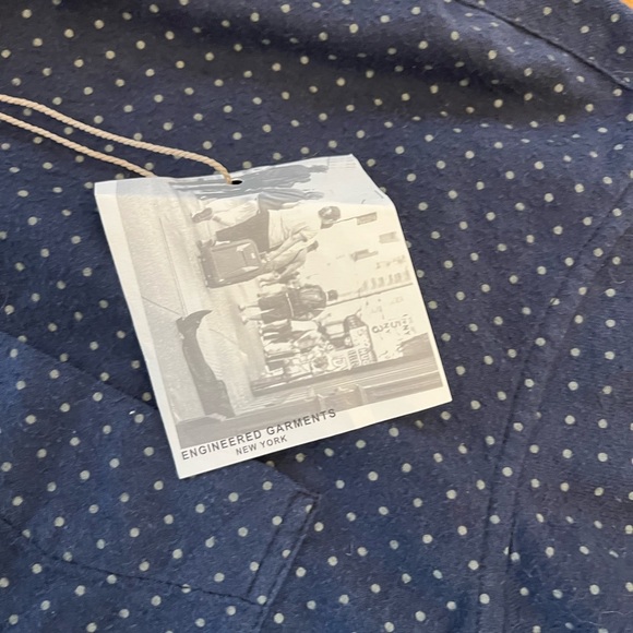 Engineered Garments men’s Navy Polka dot Flannel Button up shirt size M - Picture 4 of 6